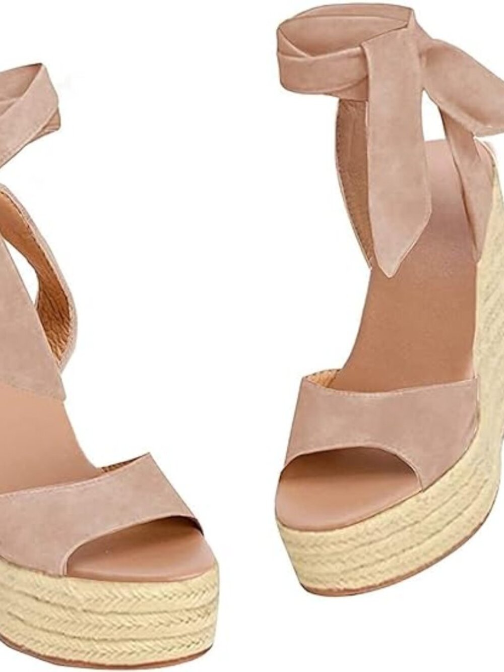 Platform Espadrille Wedges Open Toe High Heel Sandals with Ankle Strap Buckle U